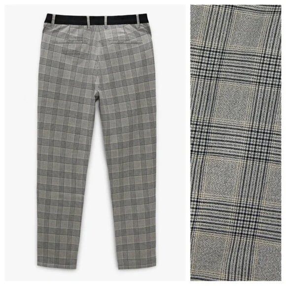 NWT Zara Gray Checked Print Slim Fit The Driver Chinos, Size Small - Picture 6 of 10